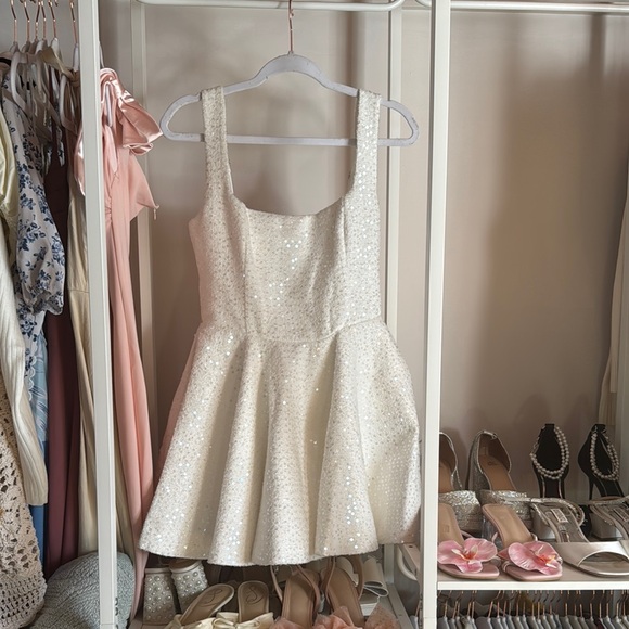babyboo Dresses & Skirts - Babyboo Dorothy White Sequin Bow Accent Mini Dress